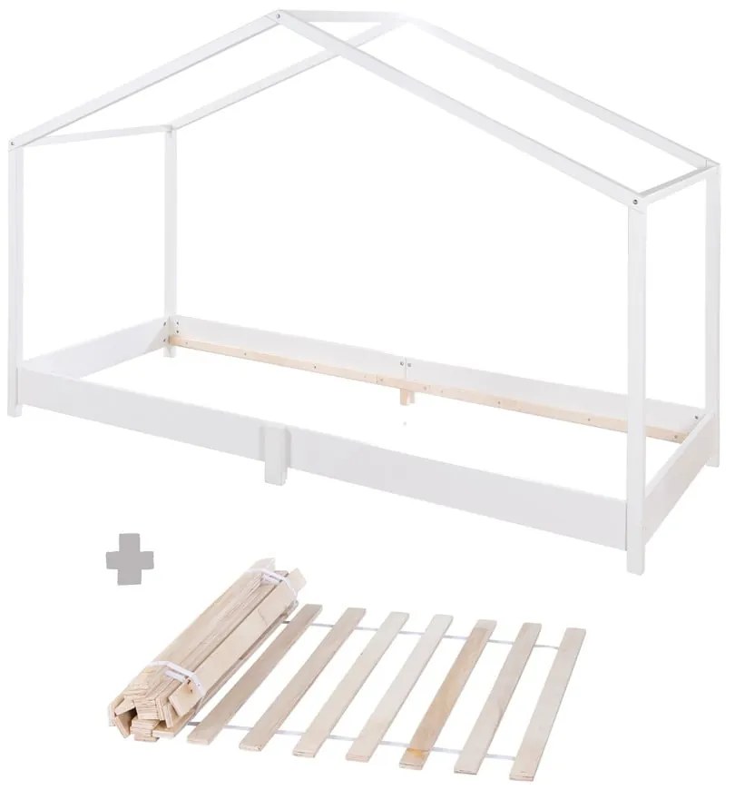 Biela domčeková detská posteľ 90x200 cm Montessori – Roba