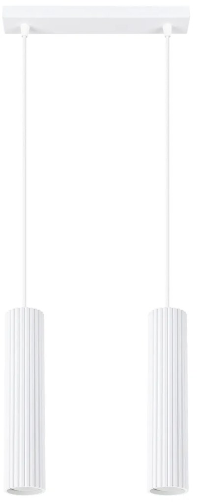 Závesné svietidlo Karbon, 2x biele kovové tienidlo