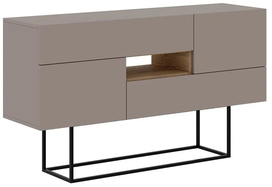 Sivo-béžová nízka komoda 145x82 cm Titan – Marckeric