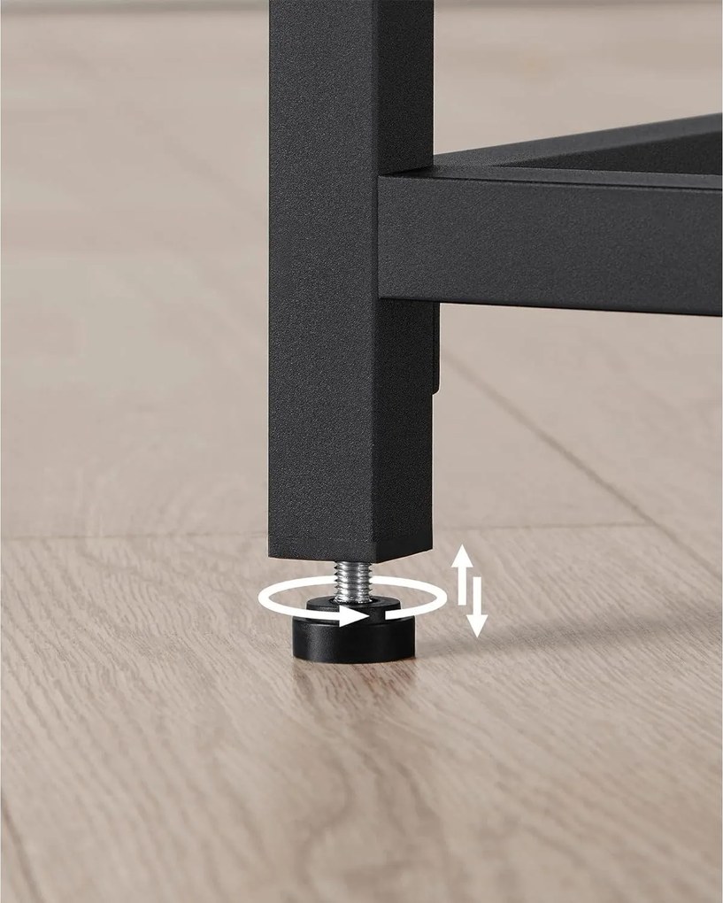 Písací stôl, malý kancelársky stôl s kovovým rámom, čierny