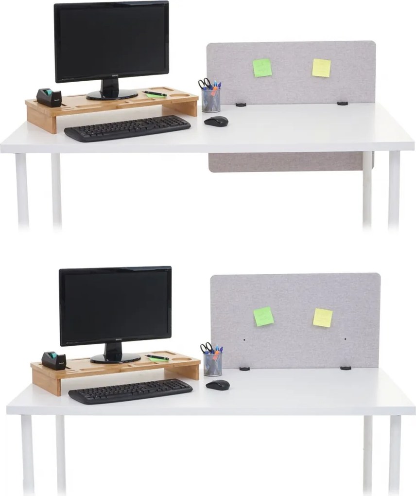 Akustický panel na stôl HWC-G75 - dvojstenná látka/textil - 60x75cm - sivá