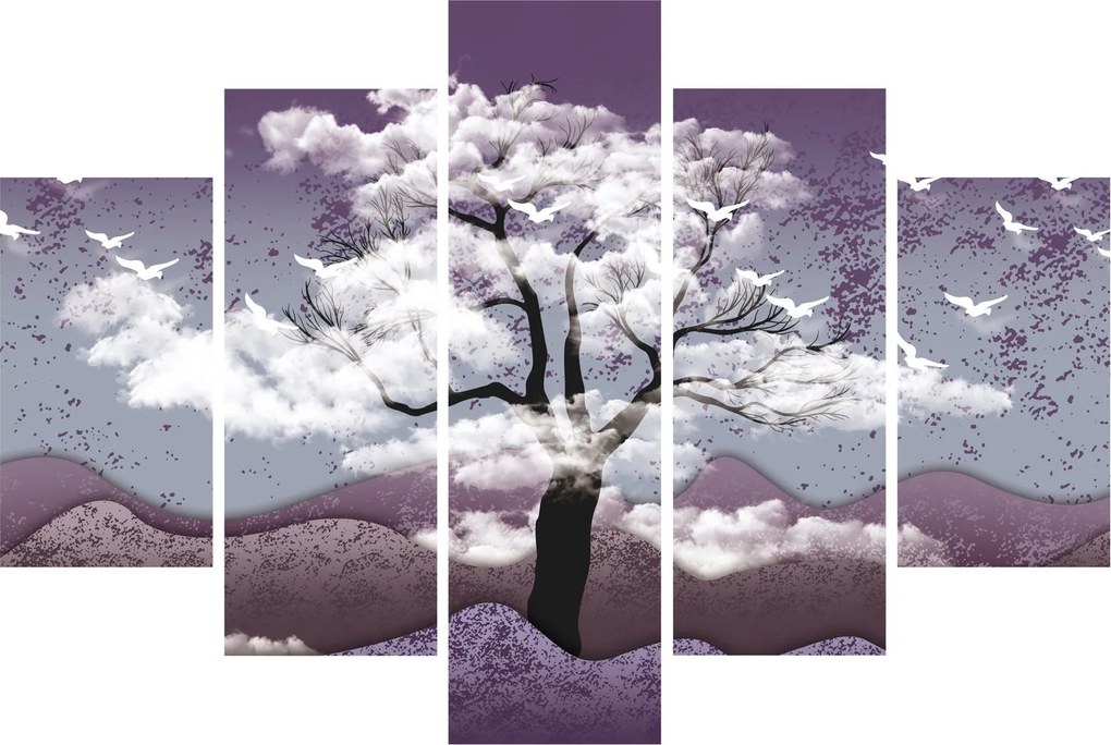 Obraz - Strom v oblakoch (150x105 cm)