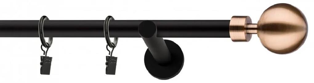 Dekorstudio Garniža jednoradová Guľa MODERN medená MIX čierna-matná 19mm Dĺžka: 140cm, Typ príslušenstva: Bez príslušenstva