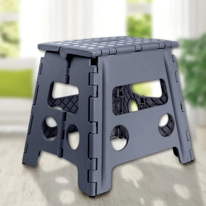 Skladacie schodíky, plastová stolička, antracit s výškou 32 cm