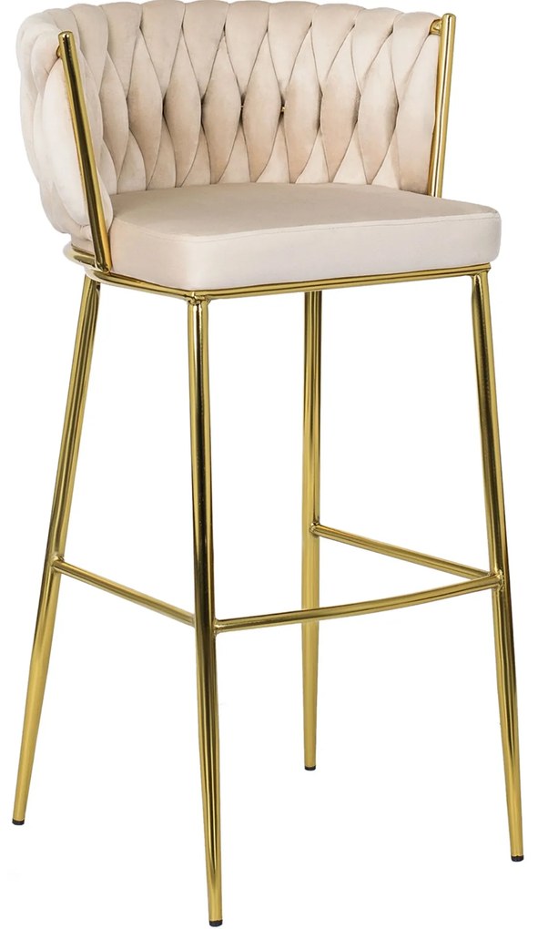 PROXIMA.store - Luxusná barová stolička FLORES FARBA: krémová, FARBA NÔH: zlatá