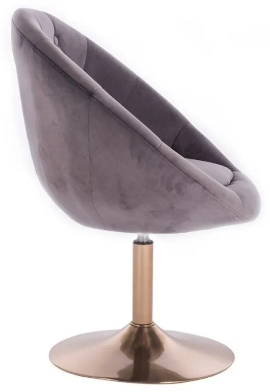 LuxuryForm DESIGN Kreslo VERA VELUR na zlatom tanieri - tmavo šedé