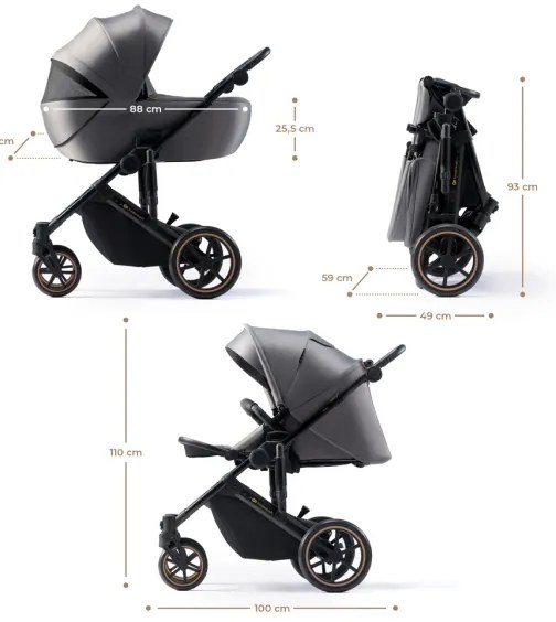 KINDERKRAFT SELECT - Kombinovaný kočík 3v1 PRIME 2 Premium Shadow grey