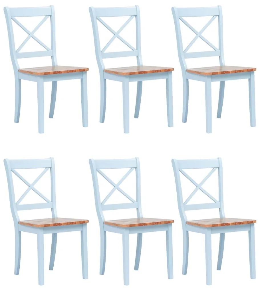 Jedálenské stoličky 6 ks, sivé a svetlé drevo, kaučukový masív
