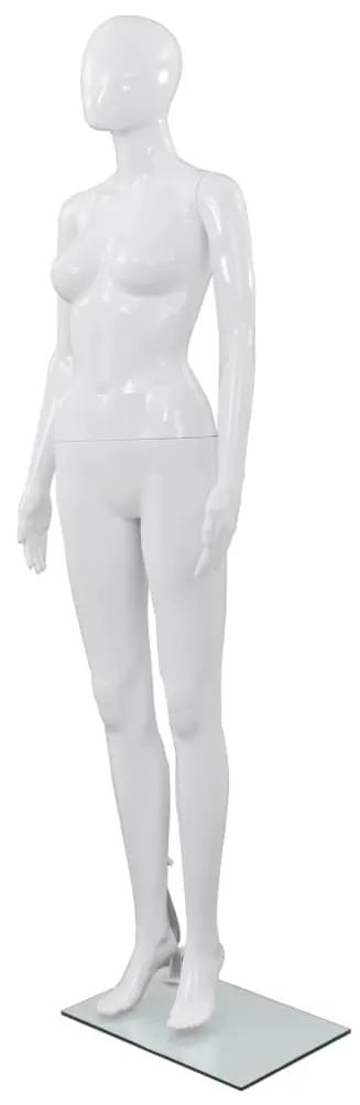 Dámska figurína, sklenený podstavec, lesklá biela 175 cm