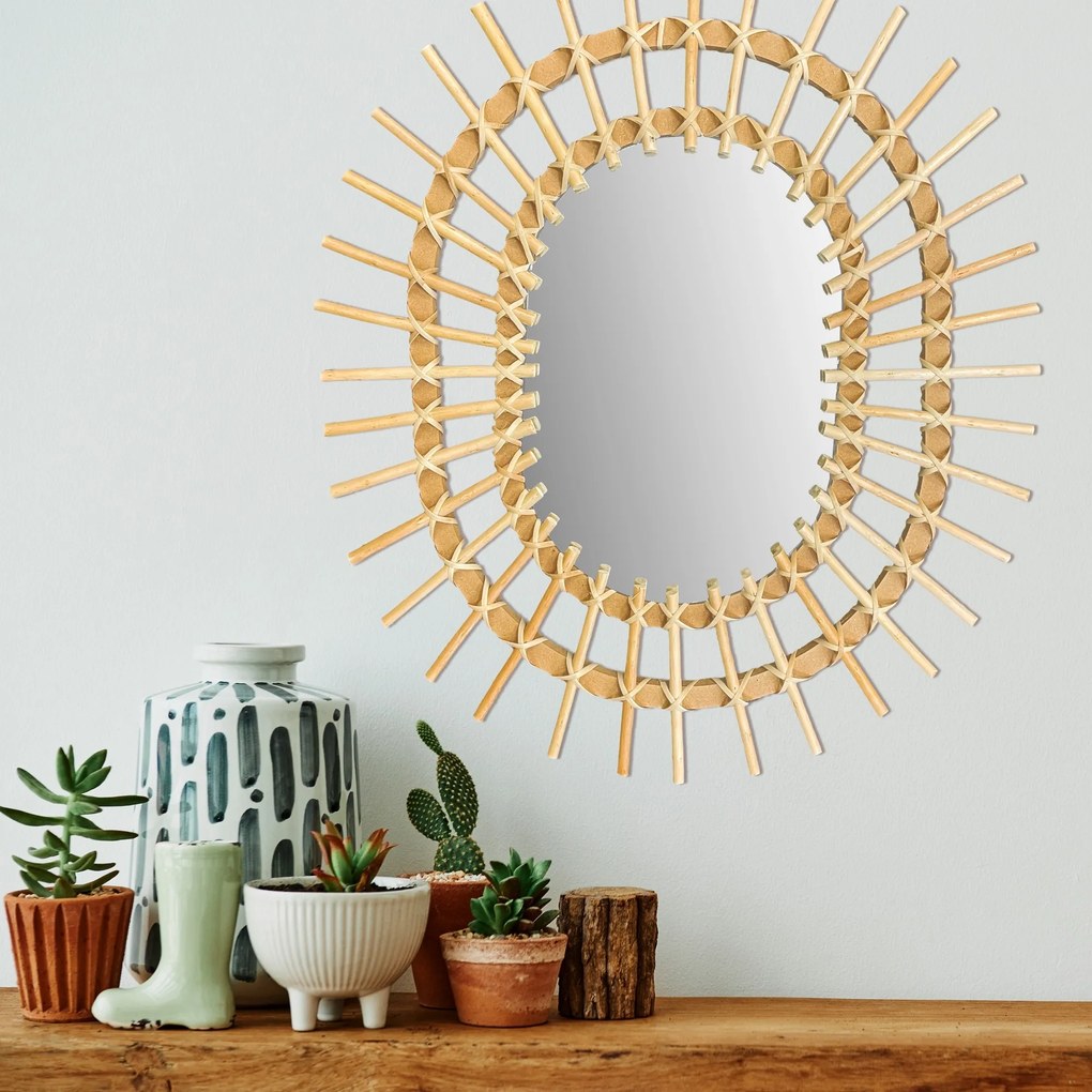 Nástěnné zrcadlo BOHO 57 cm bambus