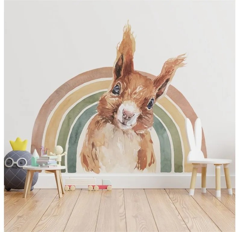 Gario Detská nálepka na stenu Rainbow animals - veverička Farba: B, Rozmery: 98 x 85 cm
