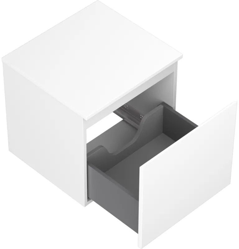 Mexen Orio, kúpeľňová skrinka 50 cm s hornou časťou, 1 zásuvka, biela matná, 91A10-05047-1-BFC01