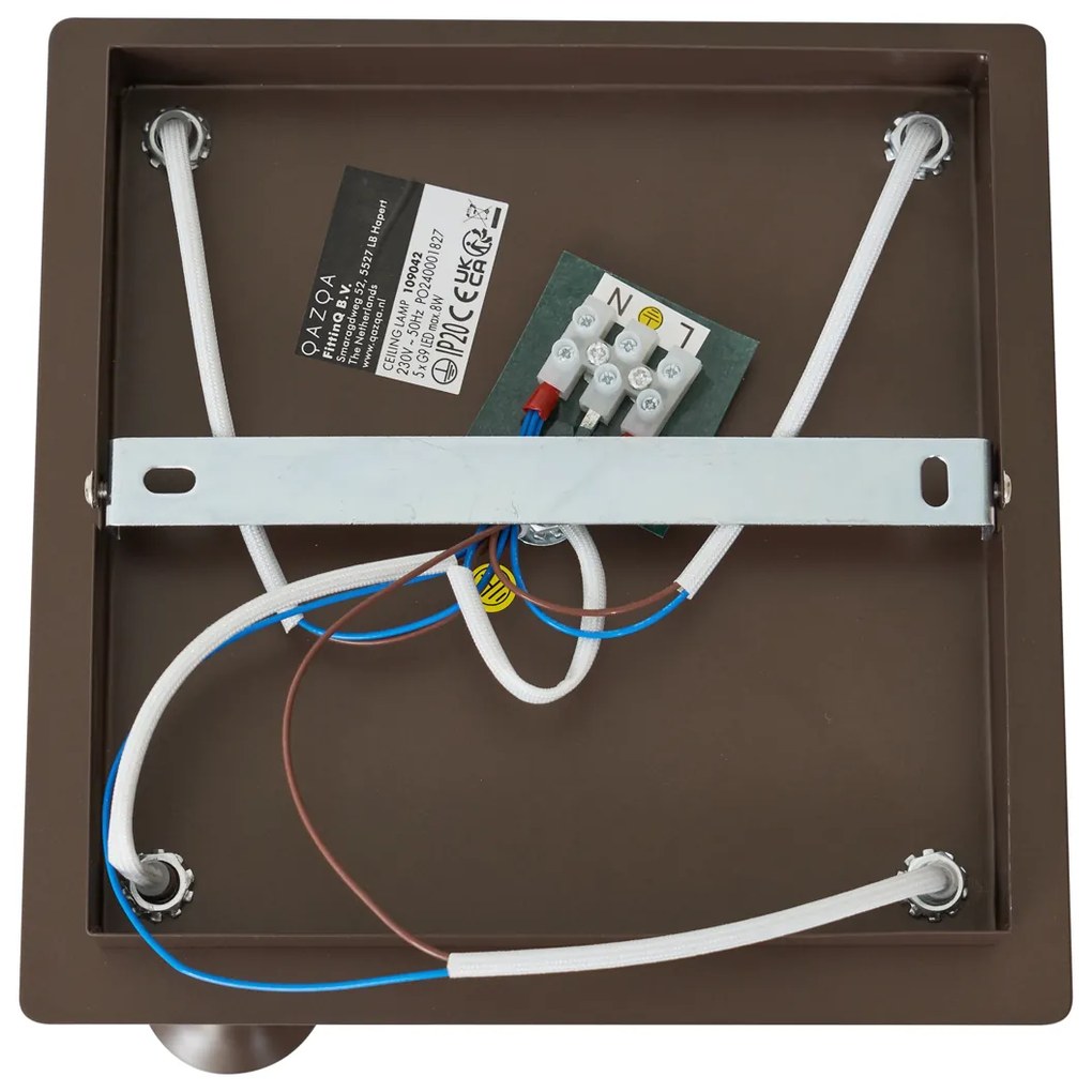 Dizajnové stropné svietidlo bronzové s bronzovým sklom 5-svetiel - Atény