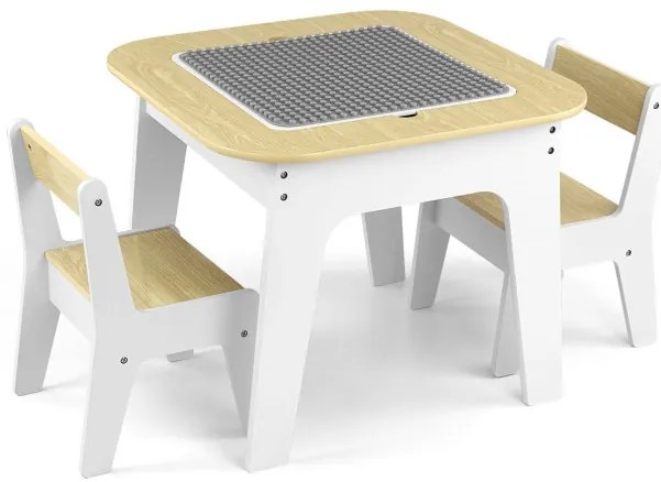 Detský stôl Olaf Blocks biely s dvoma stoličkami