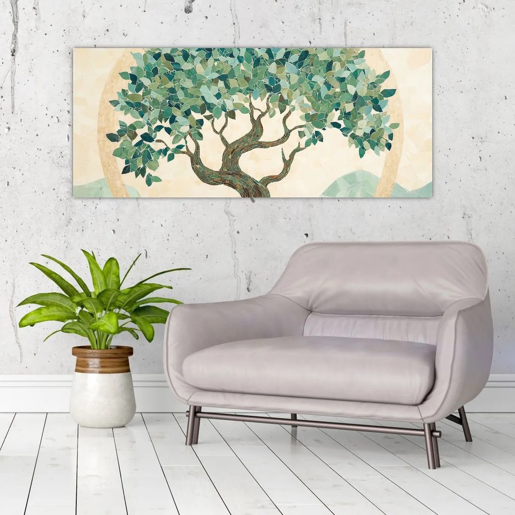 Obraz – Elegantná mozaika so stromom (120x50 cm)