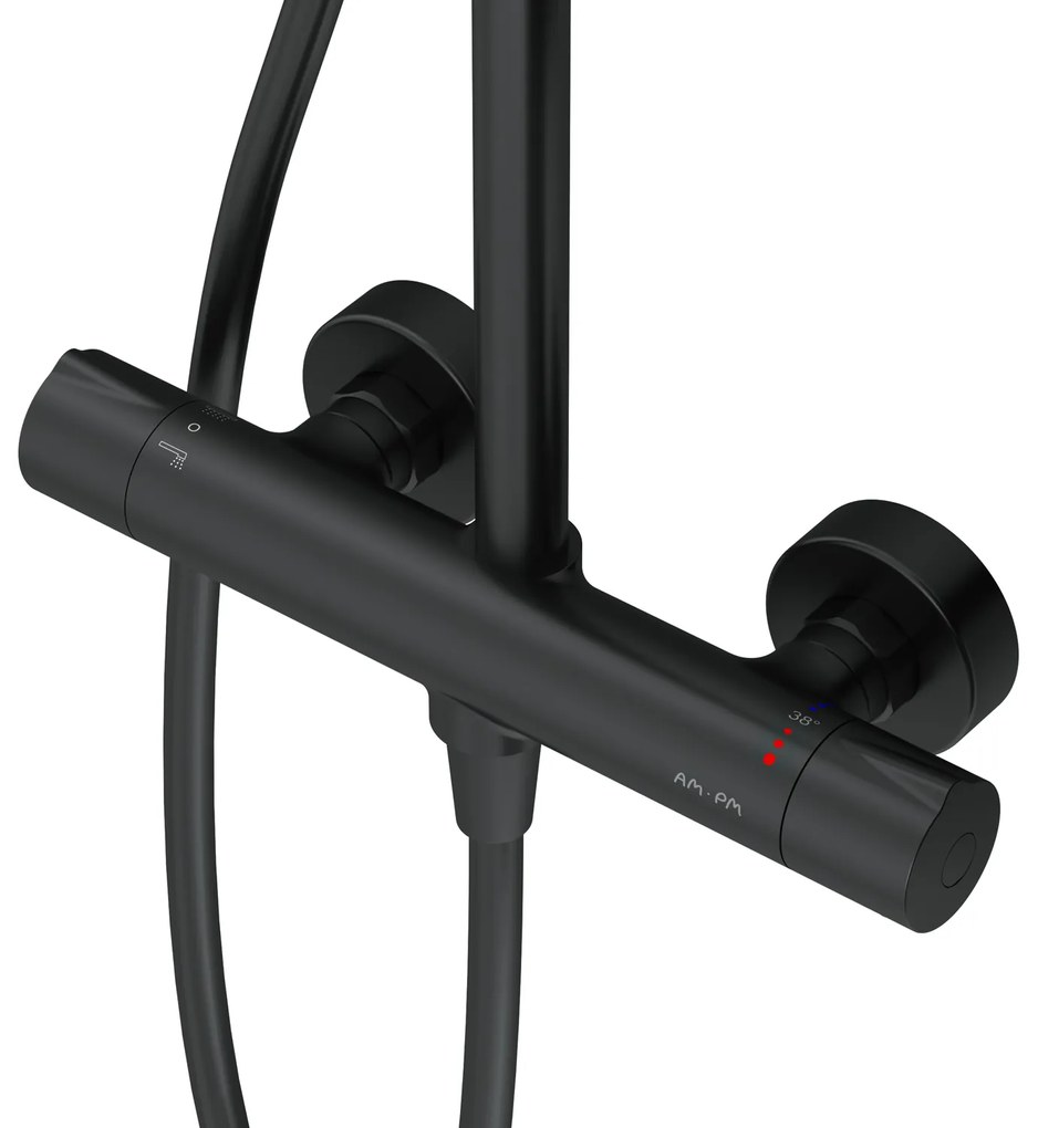 Sprchový systém AM.PM Like F07LA422 s termostatickou sprchovou batériou, čierny