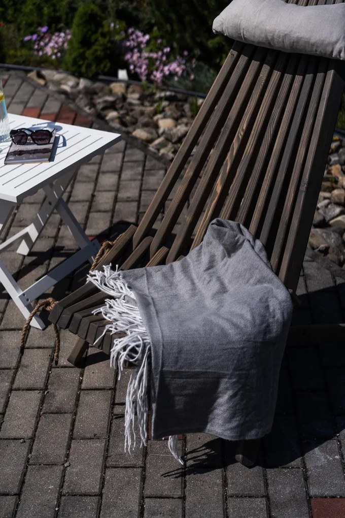 Skladacie drevené záhradné kreslo s vankúšom - šedé