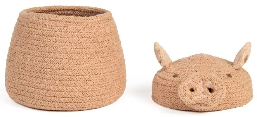 Svetloružový látkový detský kôš na hračky ø 17x15 cm Mini Peggy the Pig – Lorena Canals