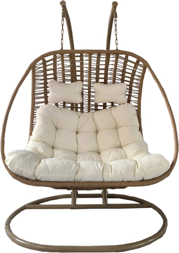 Dvoumístné závěsné houpací křeslo June béžové/krémové