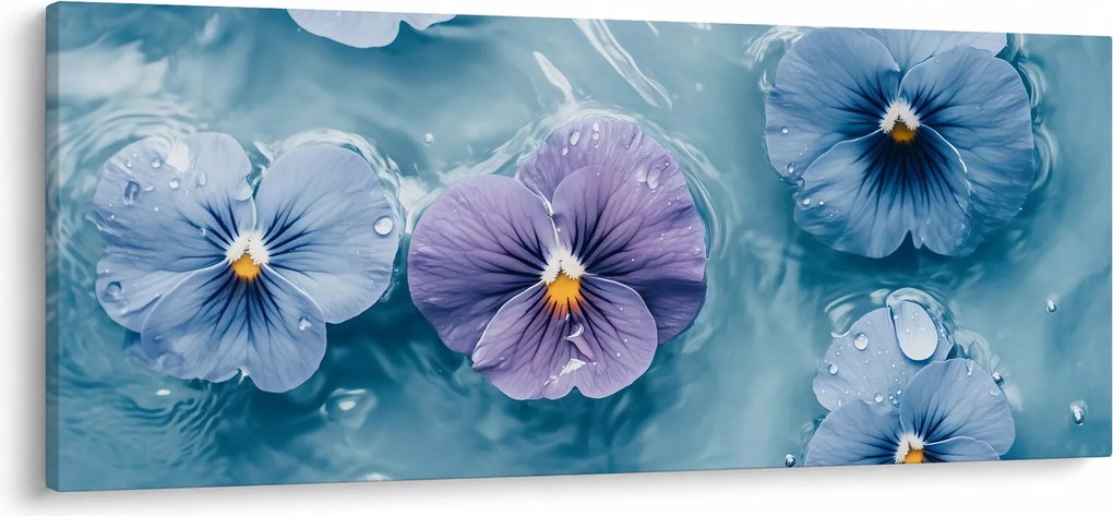 Obraz - Fialky vo vode (120x50 cm)