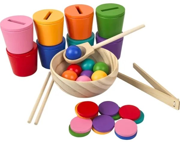 2Kids Toys - Dúhové guličky, mince a kalíšky 8 farieb