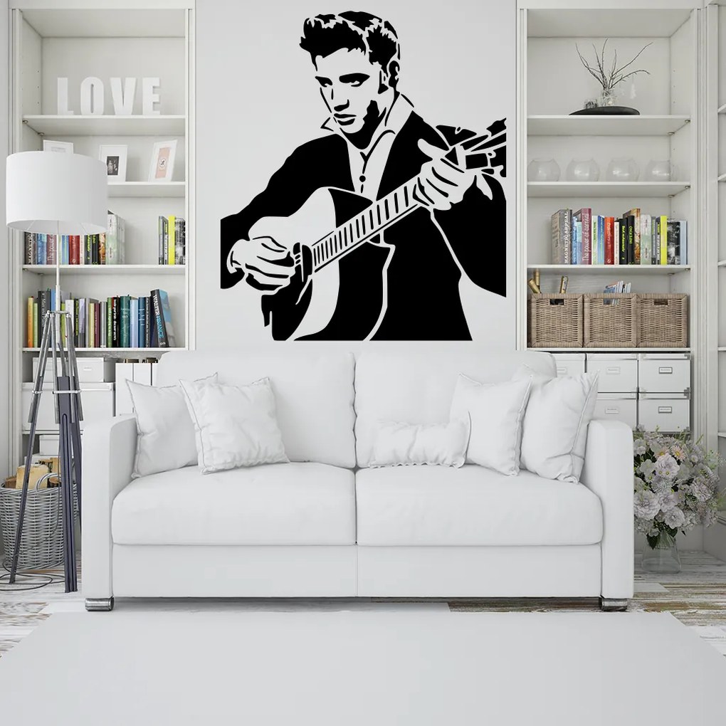 Veselá Stena Samolepka na stenu na stenu Elvis Presley Farba: čierna