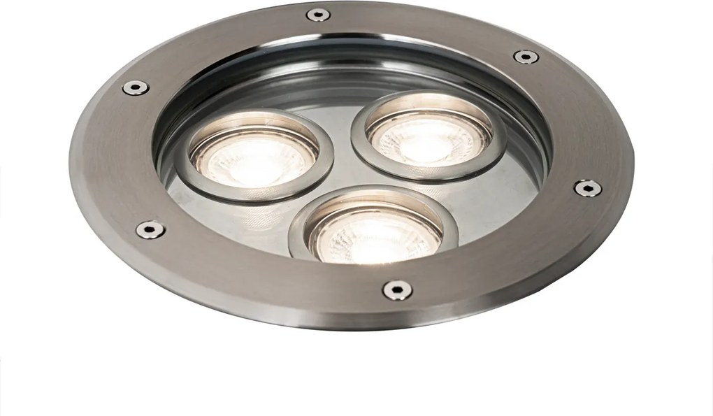 Sada 3 moderných zemných bodových svetiel oceľ 3-svetlá IP65 - Tribus