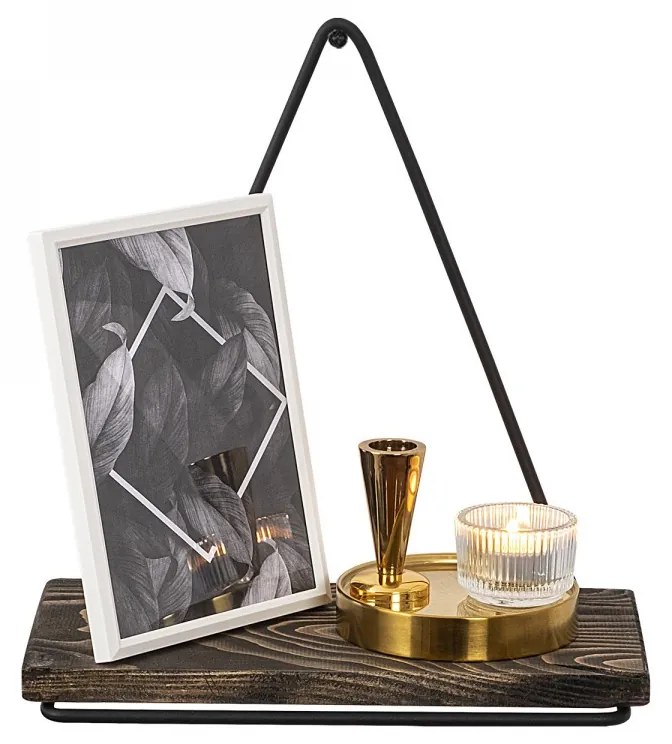 Nástenná polica Benia smrek/čierna