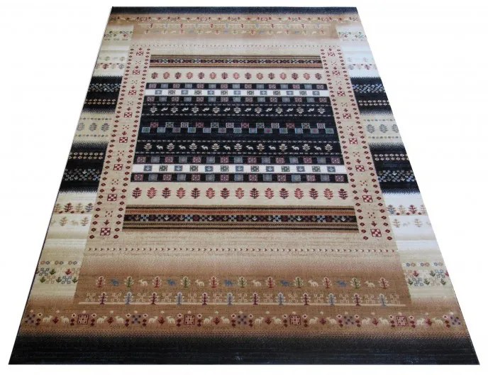 Kvalitný koberec v béžovej farbe s modrými ornamentami Šírka: 160 cm | Dĺžka: 220 cm