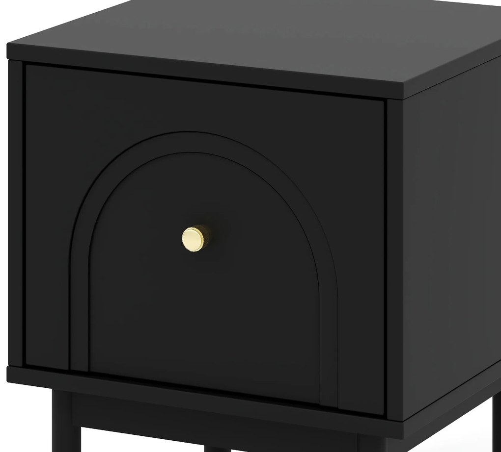 Noční stolek Mazoma 41 cm černý/zlatý
