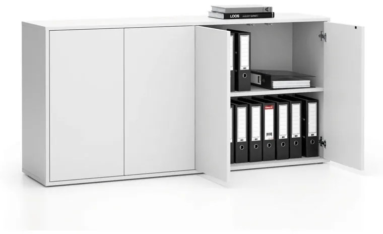 Kancelárska skrinka s dverami LAYERS, dlhá, 1582 x 400 x 777, biela