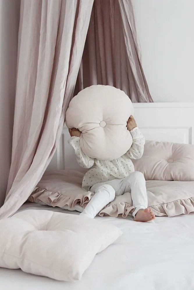 Okrúhly vankúš s gombíkom púdrovo ružová 40 cm