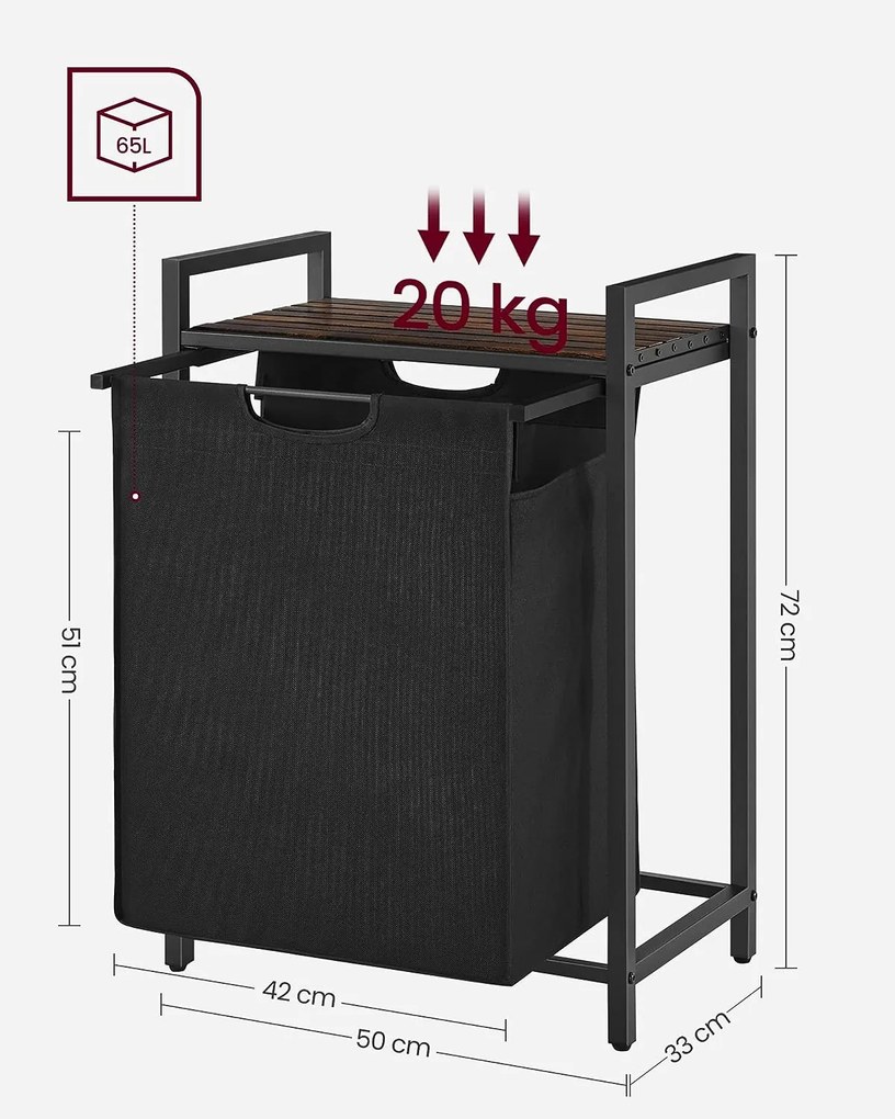 Kôš na bielizeň Houseland vajíčkový 65l hnedý/čierny