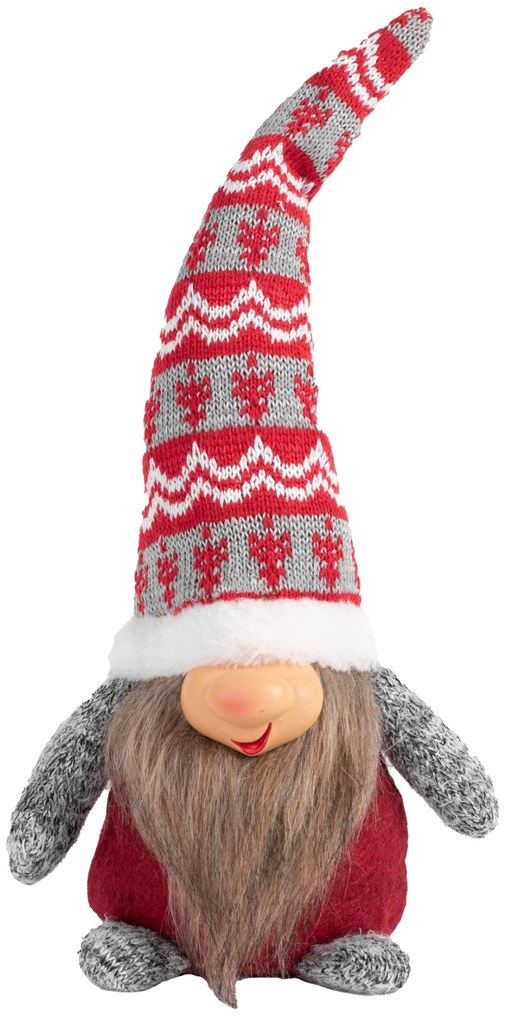 Vianočný škriatok 066 - 30 cm sivý/červený
