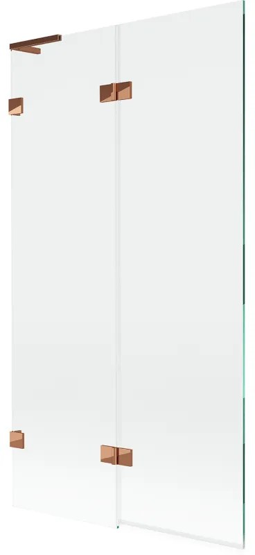 Mexen Lunar L, 2-krídlová vaňová zástena ľavá 100 x 150 cm, číre sklo, ružové zlato, 897L-100-100-60-00-L