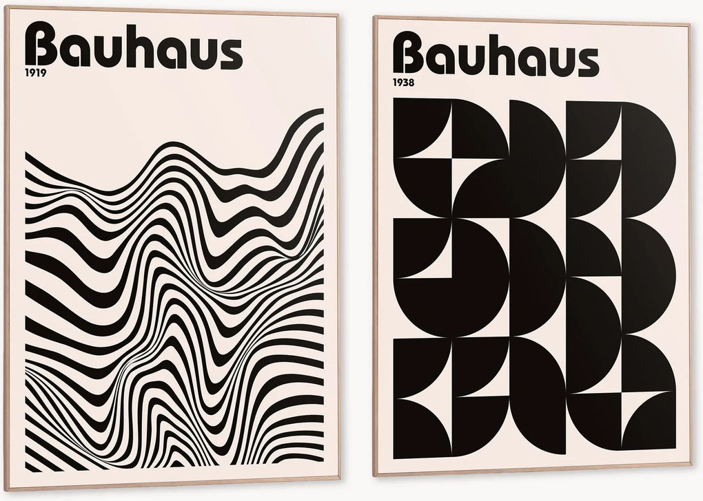 Nástenné dekorácie v rámoch Bauhaus Shapes, 2 ks