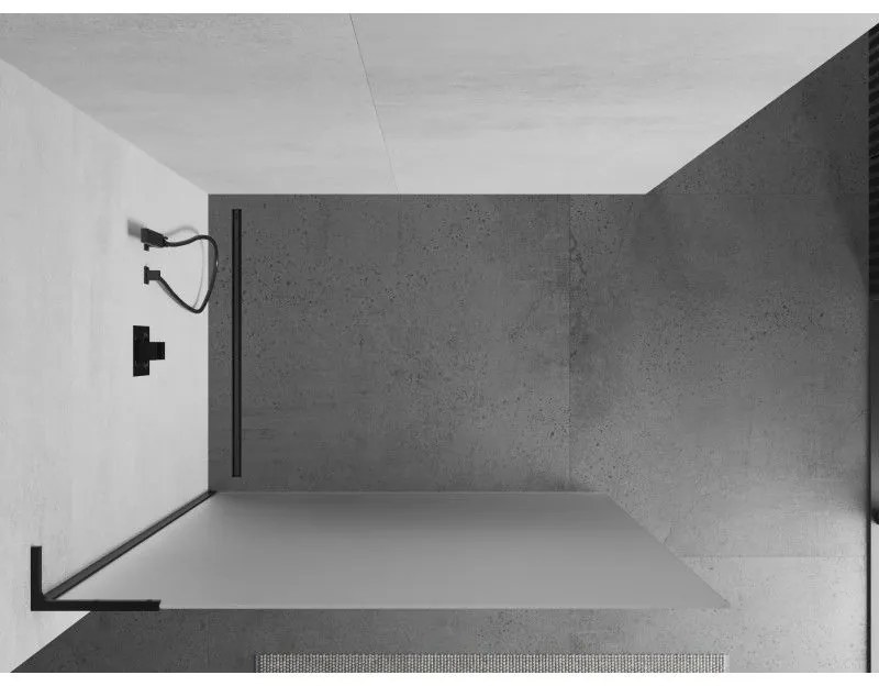 Mexen Kioto L, sprchová zástena Walk-In 90 x 200 cm, 8mm sklo námraza, čierny profil, 800-090-103-70-30