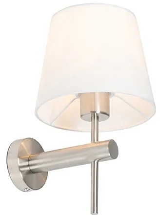 Moderná nástenná lampa biela s oceľou - Pluk