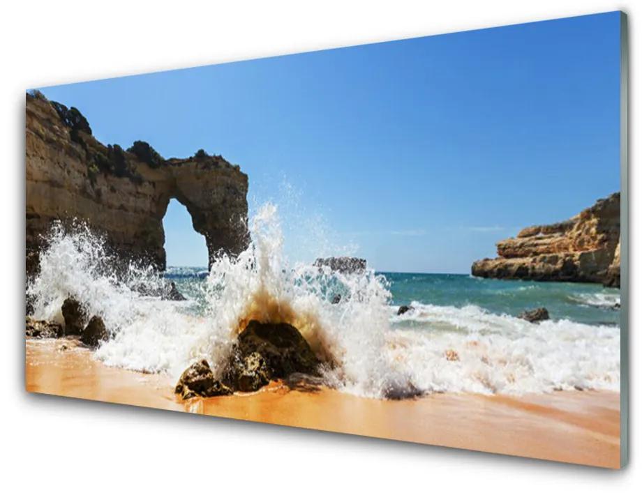 Skleneny obraz Pláž more vlny krajina 120x60 cm