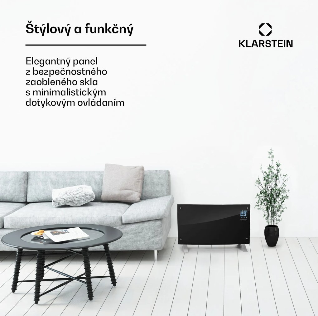 Klarstein Bornholm Curved Ambient, konvektor, 1000/2000 W, čierny