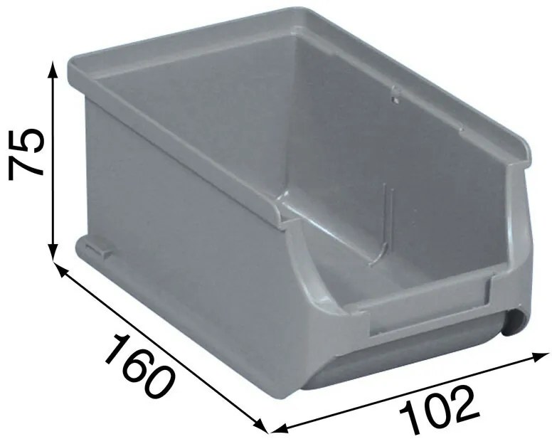 Allit Plastové boxy PLUS 2, 102 x 160 x 75 mm, sivé, 24 ks