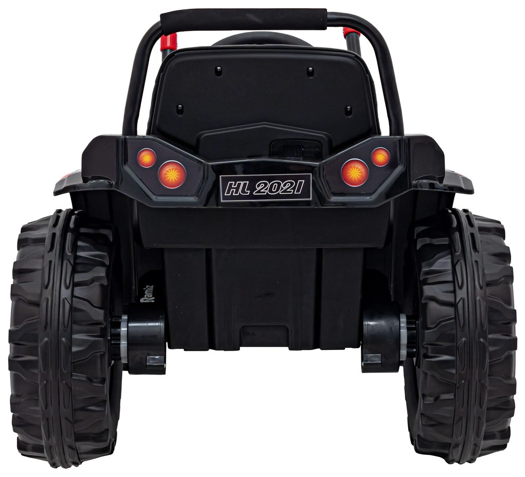 Červený detský elektrický traktorový bager 12V s diaľkovým ovládaním, pohyblivým ramenom a FM rádiom