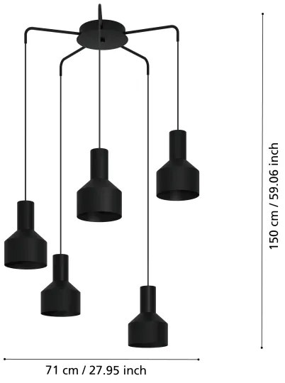 Eglo 99553 - Luster na lanku CASIBARE 5xE27/40W/230V