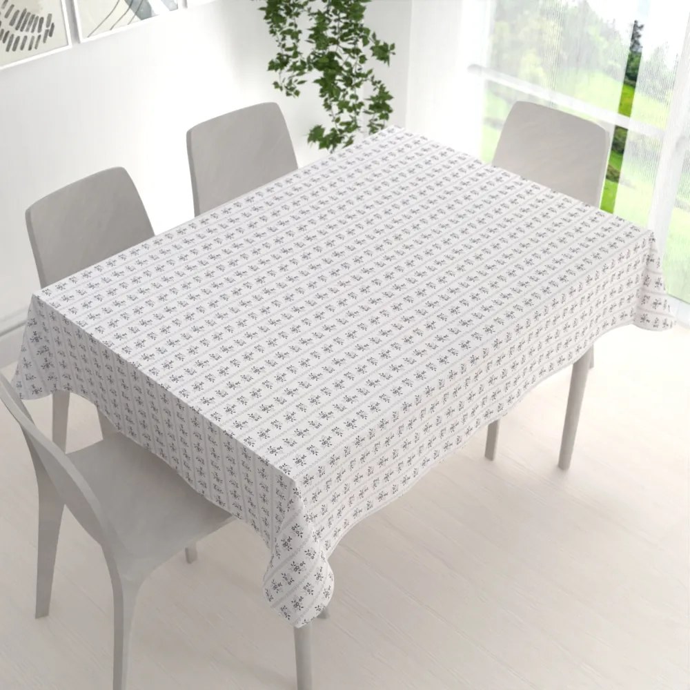 Biante Bavlnený obdĺžnikový obrus Sandra SA-641 Temne modrý ľudový kvetinový vzor na bielom 80x120 cm