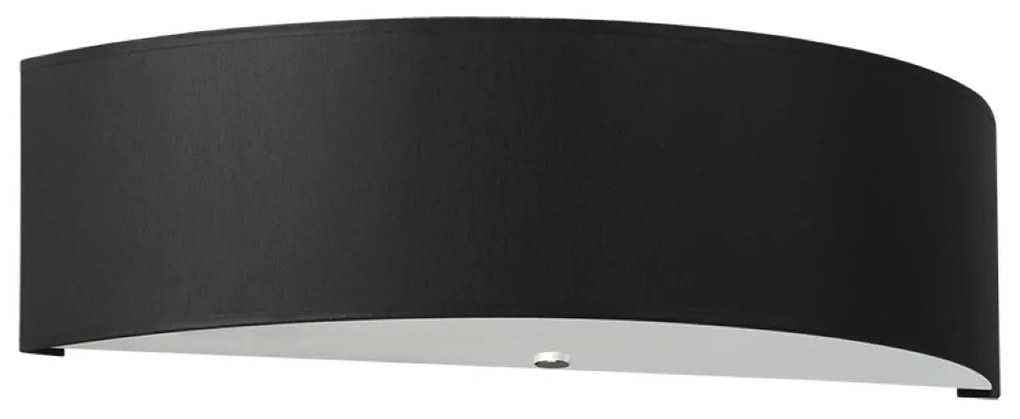 Nástenné svietidlo Skala, 1x čierne textilné tienidlo, (biele sklo), (45 cm)