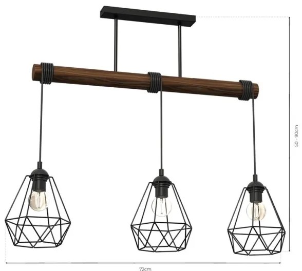 Prisadený luster ACERO 3xE27/60W/230V