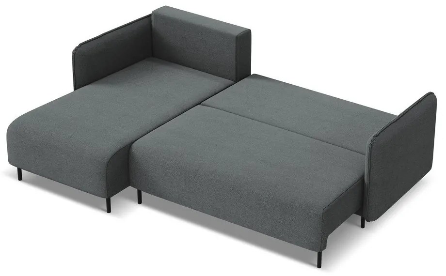 Tmavosivá rozkladacia/s úložným priestorom rohová pohovka (ľavý roh) Luana – Makamii