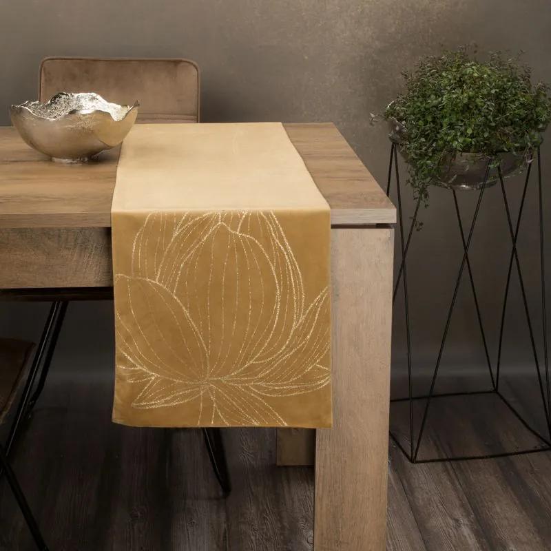 Dekorstudio Elegantný zamatový behúň na stôl BLINK 12 zlatý Rozmer behúňa (šírka x dĺžka): 35x140cm
