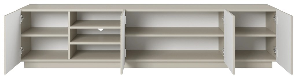 TV skrinka Asha 200 cm s ryhovaným frontom a výklenkom - kašmír