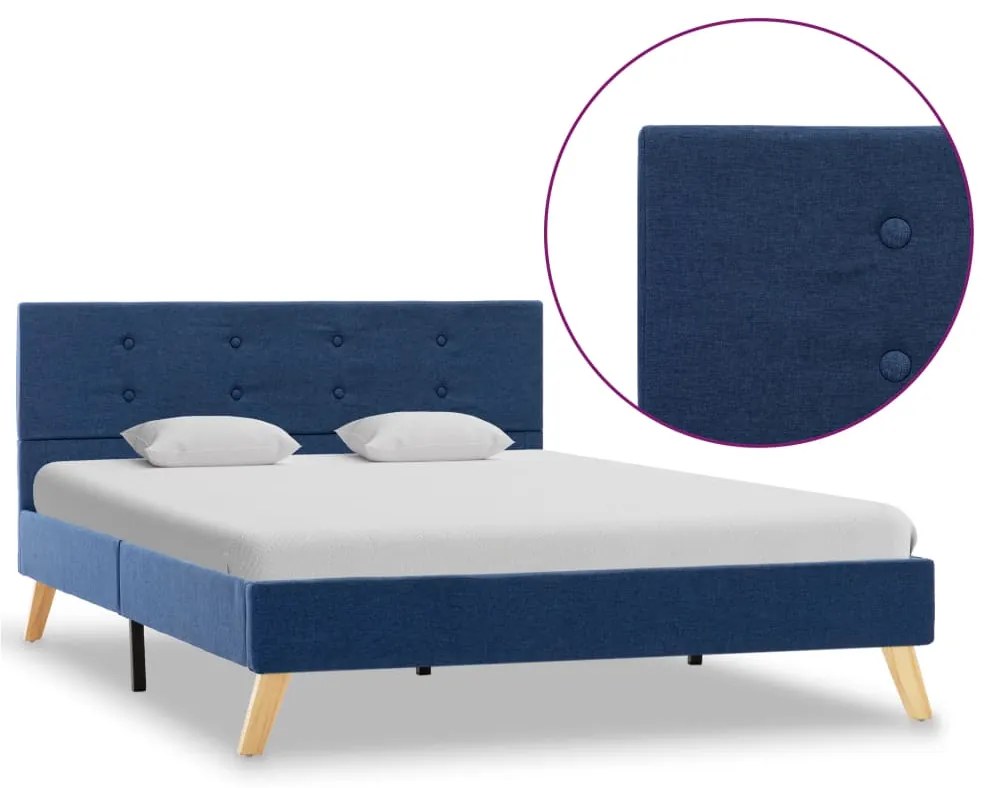 vidaXL Rám postele modrý 120x200 cm látkový